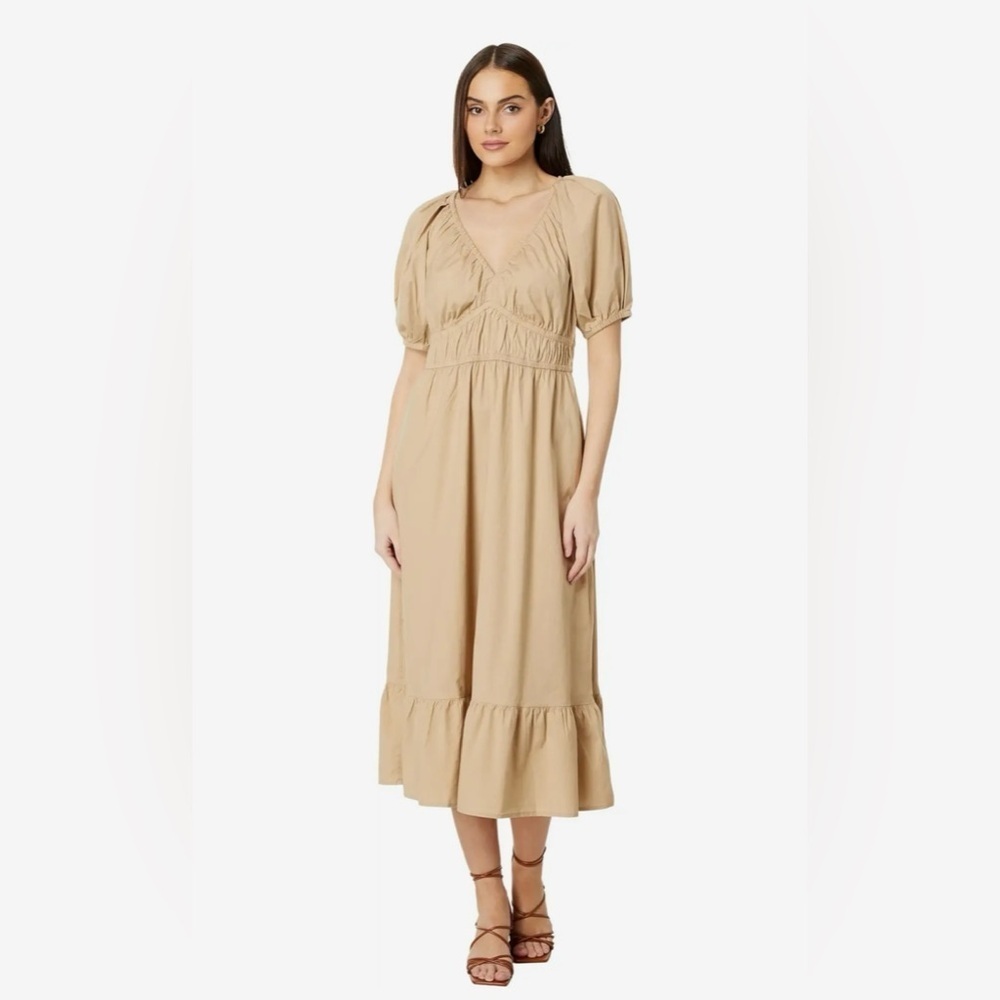 Vineyard Vines Poplin V-Neck Midi Dress Size XL color Cappuccino